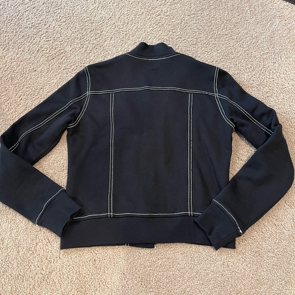 PROJECT G Black Soft Fleece Bomber Jacket with contrast Stitch in Black - Picture 9 of 9